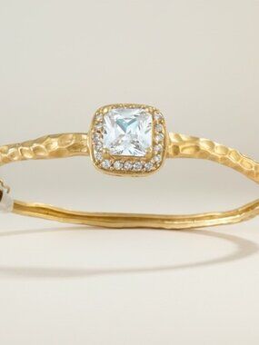 Freida Rothman Thin Hinged Bangle – Sterling Silver 18K Gold Plated – New w/ Tag